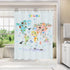 BASHOM BSC-615 Animal World Map Shower Curtain Set for Kids Waterproof Washable Decorative Bathroom 71''x71'' (180x180cm) Polyester Fabric with 12...