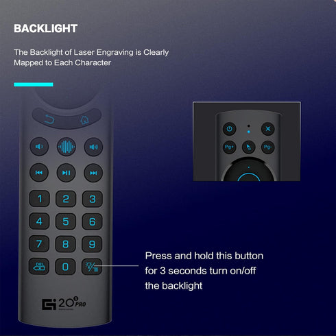 G20BTS Plus Wireless Bluetooth 5.0 Voice Backlit Remote Control Support 2.4G USB Gyroscope IR Learning Remote Control for Android TV Box(G20S Pro ...