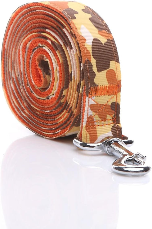 Heavy Duty Dog Leash, 4 FT/ 6 Feet Long, 1 Inch Wide, Nylon Camouflage dog Leash for small and medium dogs (5 FT, Orange)...