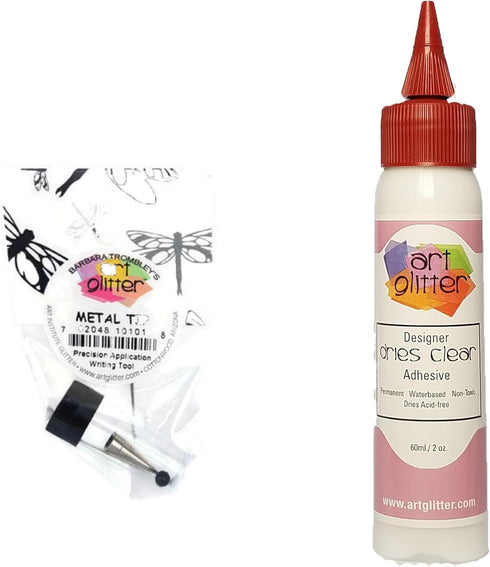 Glue Designer Dries Clear Adhesive 2 oz with Ultra Fine Metal Tip...