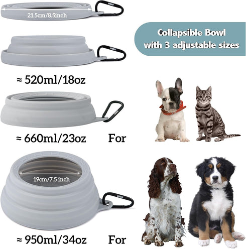 Collapsible Dog Water Bowl Large 34oz No Spill from Car Movement, Travel Dog Bowls, Less Splash Portable Pet Bowl for Road Trip, Cat Travel Access...