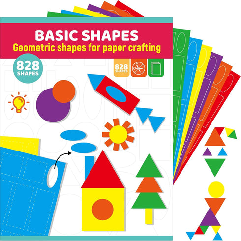 828 Shapes Math Pattern Play Craft Basic Shapes Circles Triangles Squares Ovals Creative Paper Shapes Art Pack Punch Out Geometric Shapes for in 3...