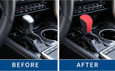 Compatible with DIY Genuine Leather Gear Shift Knob Cover Interior Accessories Protective Cover Decoration for Lexus ES 300h/350 GS 300 is NX 300h...
