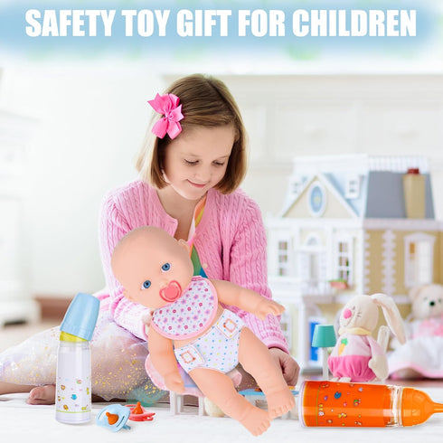 Shappy 10 Pcs Baby Doll Accessories Set Include Disappearing Milk and Juice Bottles, Pacifier, Bibs, Diapers, Baby Doll Feeding Set, Toy Baby Bott...