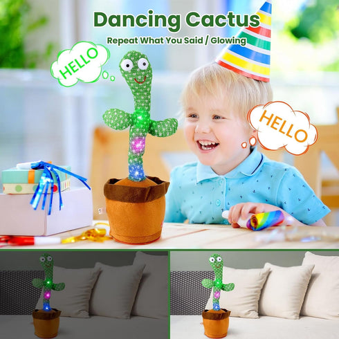 Dancing Cactus, Interactive Toy, Talking Cactus Repeat What You Say, LED Lights, Cactus Toy 60 Unique Popular Songs for Kids, Dance, Record, and S...