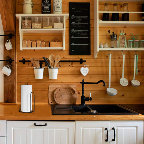 Blue Donuts Countertop - Easy One-Handed Tear , Farmhouse paper towel holder, Black Paper Towel Dispenser Countertop...