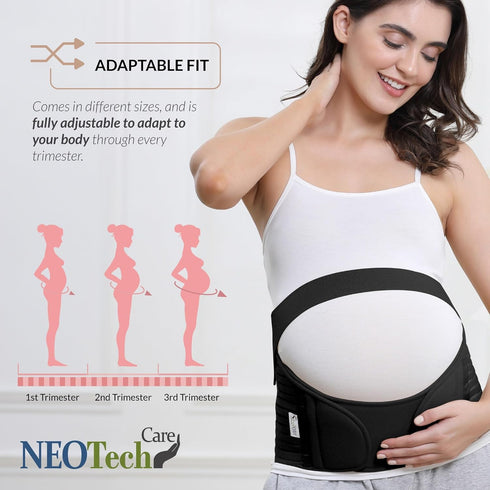 NeoTech Care Pregnancy Support Maternity Belt, Waist/Back/Abdomen Band, Belly Brace (Size M, Black Color)...