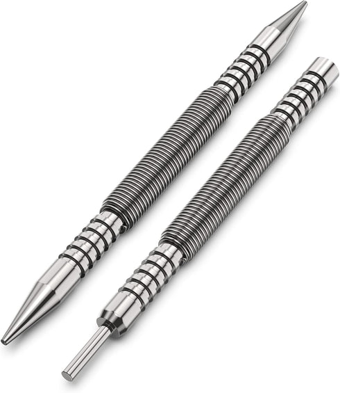 Spring Loaded Nail Set Tools,2-PCS Dual Head Nail Setter and Hinge Pin Punch Set, Hammerless 1/16?& 3/32?Spring Nail Set, Super Strong Force Door ...