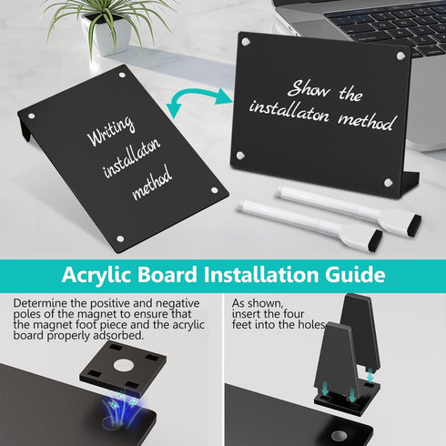 2Pack Desktop Black Acrylic Dry Erase Board with Stand, 8x6" Magnetic Acrylic Calendar Black Whiteboard Desk Easel, Mini Weekly Menu Daily Planner...
