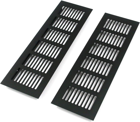 Geesatis 2 Pcs Louvered Ventilation Grille Air Vent for Cabinet Shoe Cabinet Hardware Accessories Ventilation Cover, with Mounting Screws, Black, ...