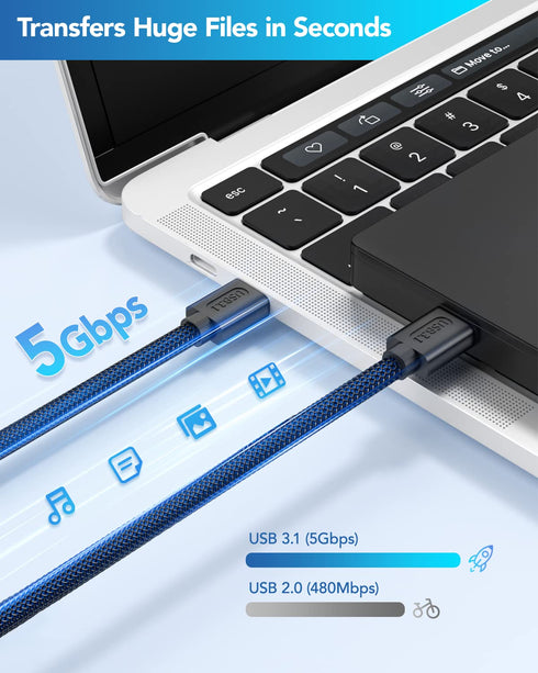 ANDTOBO USB 3.0 A to A, 3.3 FT, Male to Male Cable Double End USB Cord Compatible with Hard Drive Enclosures DVD Player Laptop Cooler - Blue...