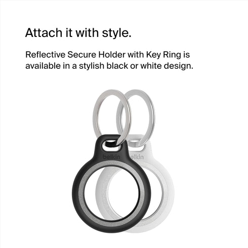 Belkin Apple AirTag Reflective Secure Holder With Key Ring - AirTag Holder - AirTag Keychain Accessories - Reflective & Scratch Resistant AirTag C...