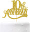 Gold Glitter 10th Anniversary Cake Topper - Happy 10th Wedding Anniversary / Birthday Party Decorations...