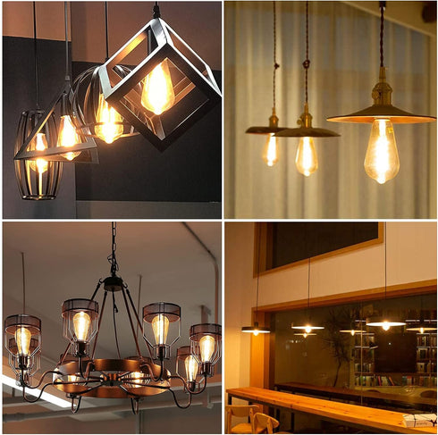 12V LED Edison Bulbs 40W Equivalent, Low Voltage 4W Vintage Style Spiral LED Filament Light Bulbs, E26 Medium Base, Warm White 2700K, Antique ST64...