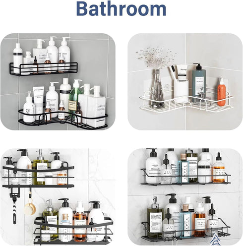 YOLOPLUS+ 8 Pack Shower Caddy Adhesive Hooks Replacement, Strong Sticker Hooks for Bathroom Shower Caddy Corner Shelf Basket Soap Dish Hanging Hoo...