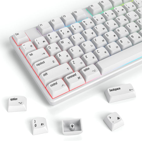 Owpkeenthy 128-Key Japanese White PBT keycaps Custom Minimalist 75 Percent XDA Keycap Set for 60% 65% 75% Fullsize MX Switches MAC Mechanical Keyb...