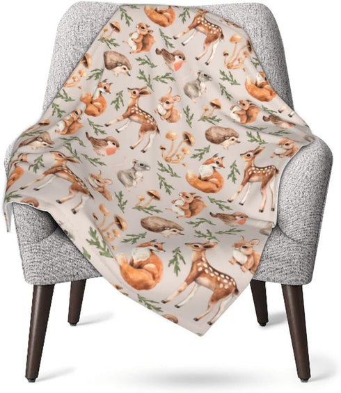 cute forest animals baby blankets soft warm fuzzy plush squirrel mouse fawn fox hare hedgehog bird bed throw blanket for newborn infant toddler gi...