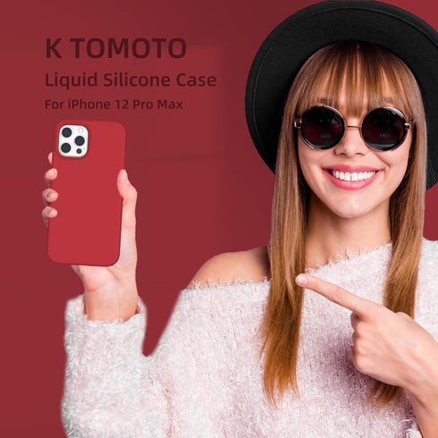 K TOMOTO Liquid Silicone Case Compatible with iPhone 12 Pro Max 6.7 Inch, Full Body Protection Gel Rubber Cover with Microfiber Lining, Shockproof...
