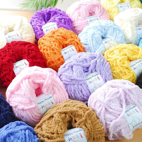 Chenille Yarn for Knitting Soft Poodle Yarn 2 Skeins Polyester 100%, 2.8oz(80g) Each, 55 Yards per Skein (Light Sky)......