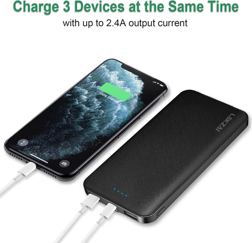 15000mAh Portable Charger, Power Bank Slim 5V 2.1A Dual USB and USB C Fast Input, External Power Bank for iPhone, Smartphones and More -Black......