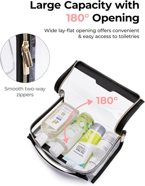 BAGSMART TSA Approved Toiletry Bag, Clear Travel Toiletry Bag, Makeup Cosmetic Pouch Bag for Women Men Carry on Airport Airline Quart Size Complia...
