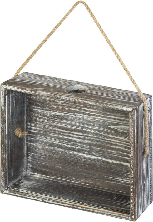 MyGift Wall Mounted Torched Wood Wine Cork Holder Decor, Beer Bottle Cap Holder Catcher, Decorative Shadow Box with Hanging Rope...