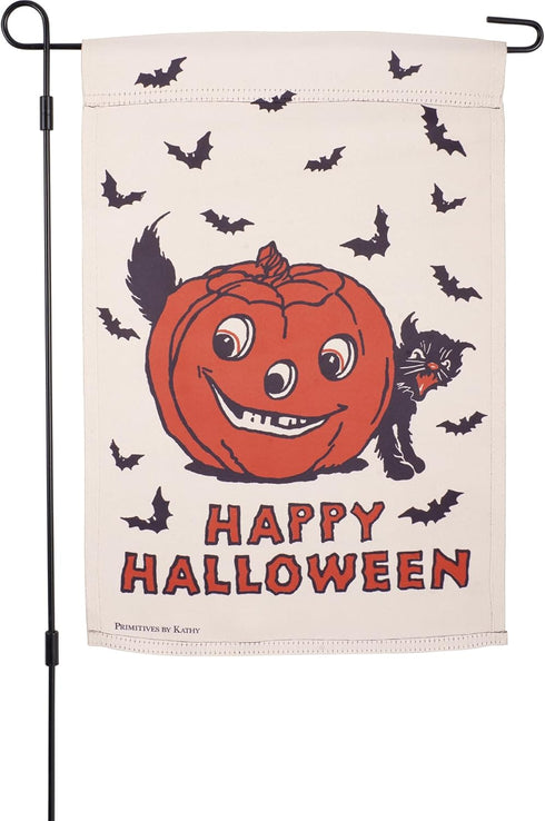 Primitives by Kathy 114325 Happy Halloween Classic Pumpkin Design Decorative Garden Flag, Multicolor...