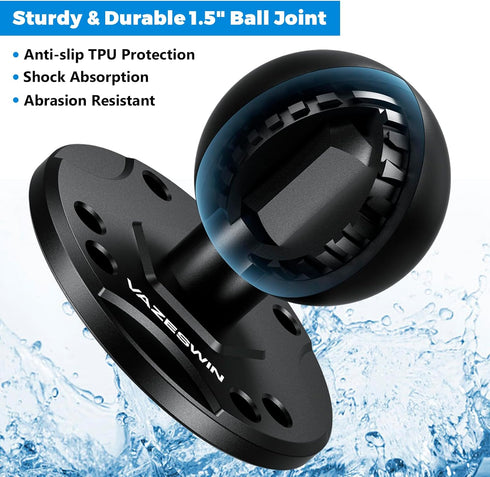 1.5" Ball Mount with Aluminum Alloy Round Plate, Universal Electronic Device Mounting Base with AMPS Holes for Garmin, Lowrance, Humminbird, for R...