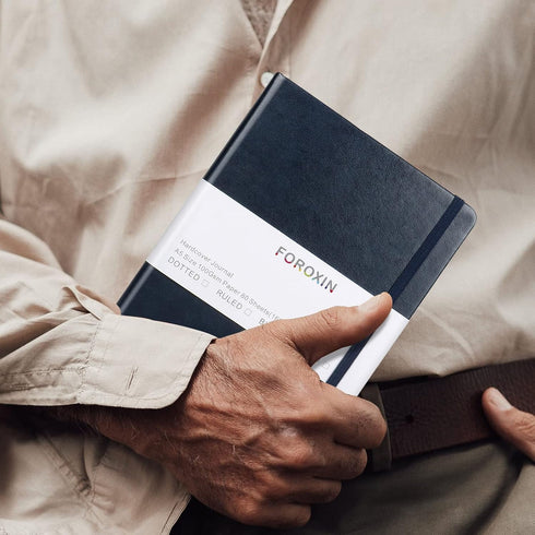 Blank Journal Notebook, (Dark Blue), 160 Pages, Medium 8.3x5.7 inches - 100 gsm Thick Paper, Hardcover...