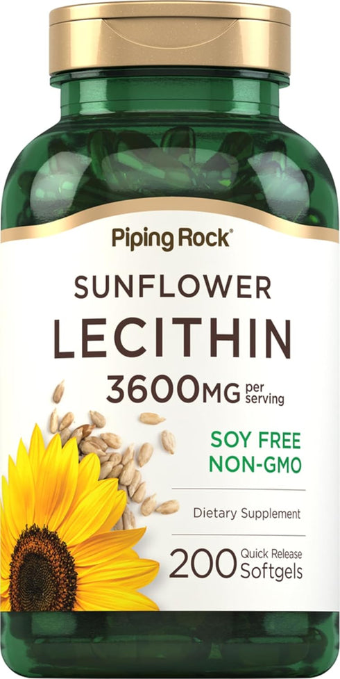 Piping Rock Sunflower Lecithin Softgel Capsules | 200 Count | Rich in Phosphatidylcholine | Soy Free, Non-GMO, Gluten Free...