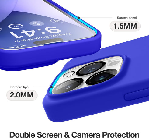 GONEZ for iPhone 14 Pro Max Case Silicone, Compatible with Magsafe, with 2X Screen Protector + 2X Camera Lens Protector, Liquid Silicone Shockproo...