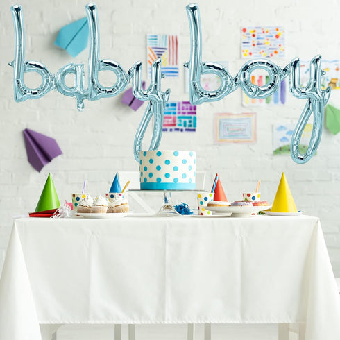 Tellpet Baby Boy Balloons, Blue Baby Boy Letter Balloon Baby Shower Decorations for Boy...