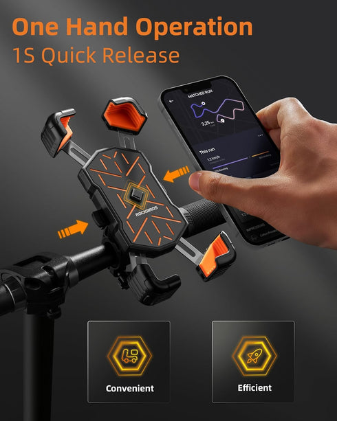 ROCKBROS Bike Phone Holder Mount for 4.5''-7.1'' Phones, Quick Release Handlebar Clamp, 360 Rotatable Motorcycle Mount...