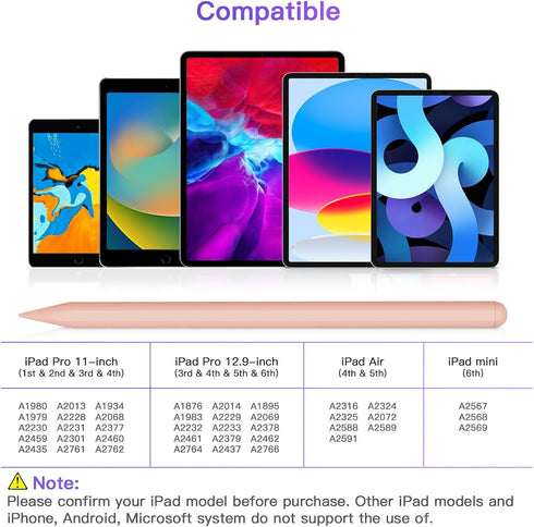 iPad Pencil 2nd Generation with Magnetic Wireless Charging, Apple Pencil 2nd Generation, Smart Pen Compatible with iPad Pro 11 in 1/2/3/4, iPad Pr...