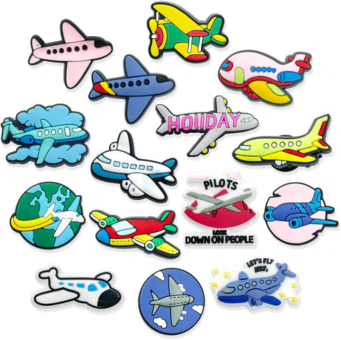 20Pcs Airplane Shoe Charms for Clogs Sandals Bracelet Wristband Slippers Water Shoes, Aircraft Helicopter Shoe Decoration Charms...