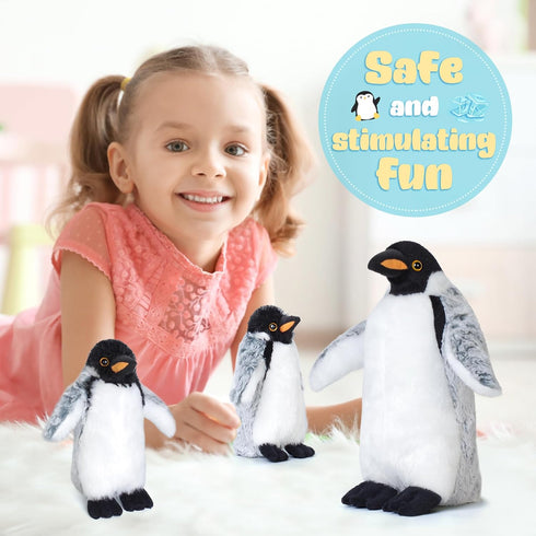 3 Pieces Plush Penguin Set, Mom and Babies, Stuffed Animal Toy Gifts for Kids...