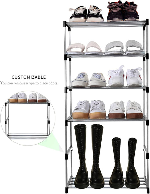 Stackable Small Shoe Rack, Entryway, Hallway and Closet Space Saving Storage and Organization (3-Tier, Black)...