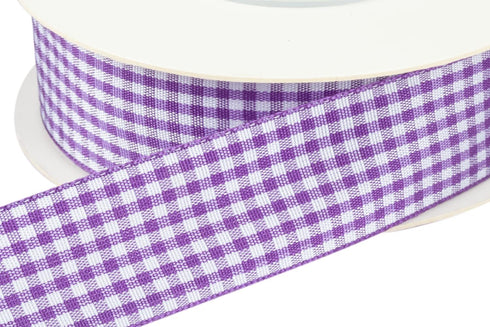 Gingham Ribbon, 1 Inch 25 Yd, Plaid Checkered Ribbon with Woven Edge, for DIY Crafts, Flower Bouquet Wrapping Home Decoration (Purple)...