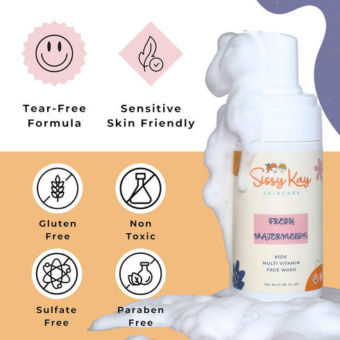 Kids Face Wash - Foaming Face Wash For Kids - Gentle Skin Care - Natural Face Cleanser With Vitamin C & Vitamin E - For Girls and Boys - Tear Free...