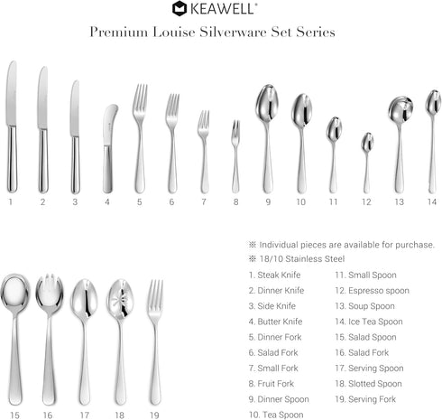 KEAWELL Premium 4-Piece Louise Long Handle Iced Tea Spoons, 18/10 Stainless Steel Long Teaspoons, Long Coffee Spoons, Cocktail Stirring Spoons, Di...