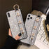 aowner iPhone 13 Pro Max Silver Glitter Bee Case with Stand, Strap & Diamond Wrist Bracket - 6.7 Inch, Shockproof...