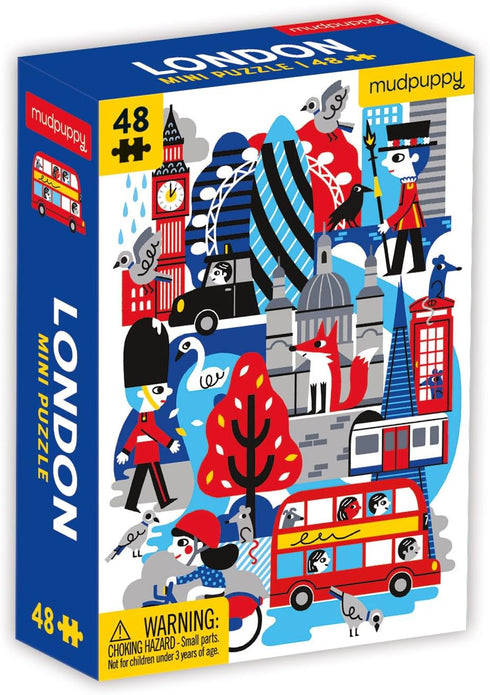 Mudpuppy London Mini Puzzle, 48 Pieces, 8” x 5.75” – Perfect Family Puzzle for Ages 4+ – Features a Colorful Illustration of Iconic London Landmar...