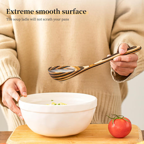 Gudamaye Pakkawood Deep Soup Ladles,Pakkawood Ladle,10.6 inch Big Soup Ladle for Cooking,Deep Ladle Spoons,Wood Kitchen Utensils Set, Wooden Spoon...