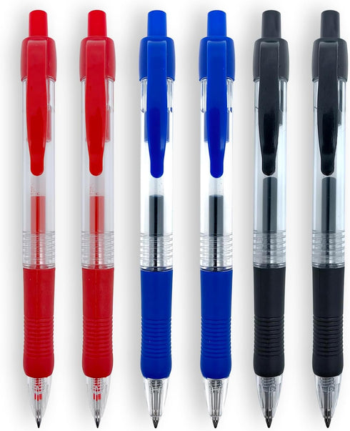 PENS bulk pack of 12 ink pens, Retractable ballpoint pens Medium point 0.5 mm, 6 black pens & 3 Blue pens 3 red pens &combo pack...