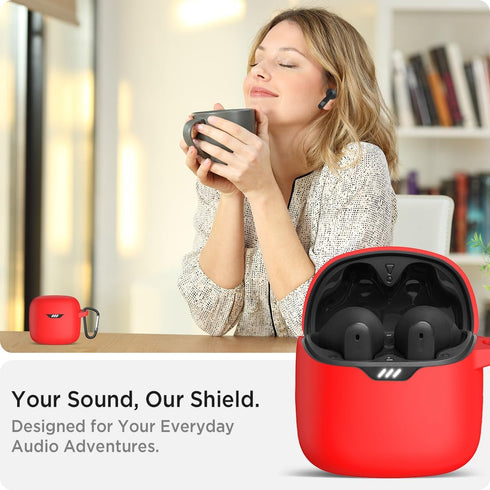 Miimall Compatible JBL Tune Flex Protective Silicone Case Cover, Red...