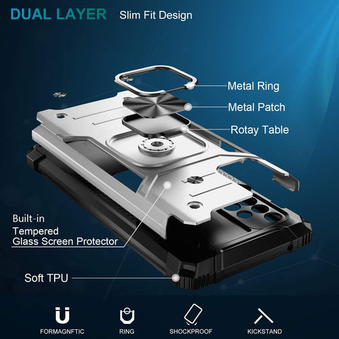 IKAZZ for Galaxy A51 4G Case with Screen Protector,Dual Layer Soft Flexible TPU and Hard PC Anti-Slip Full-Body Rugged Protective Phone Cover with...