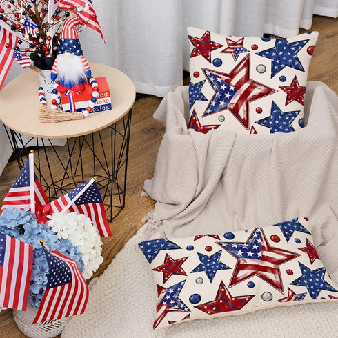 AACORS 4th of July Pillow Covers 12x20 Inch Stars Beads Decor Patriotic America USA Flag Holiday Pillow Case Independence Memorial Day Decorations...