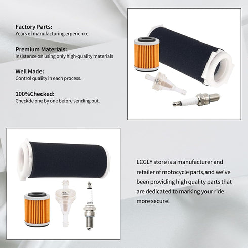 Air Filter Kit Guide & END CAP & Oil Filter & Fuel Filter & Spark plug Kit Compatible with Yamaha Grizzly 600 YFM600 4x4 1998-2001,1UY-14458-01-00...