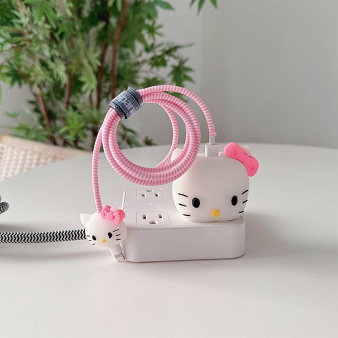 Cute Cartoon Charger Protector Case - Compatible for iPhone 18W 20W USB-C Power Adapter and Lightning Cable (10)......