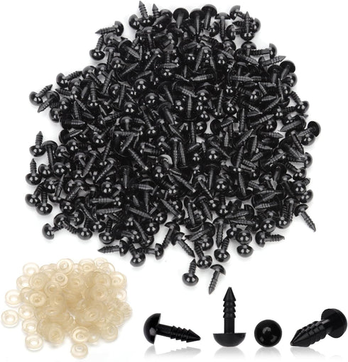 600pcs 8mm Safety Eyes with Washers, Plastic Safety Eyes Black Doll Eyes Stuffed Animal Eyes for Amigurumi Crochet DIY Crafts Bear Animal Making S...
